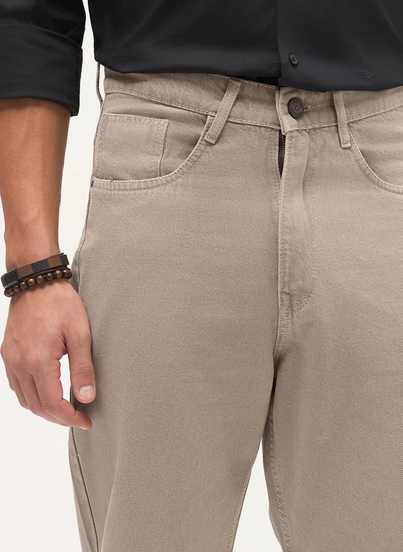 Urbano Fashion  Urbano Fashion Men's Tan Loose Baggy Fit Washed Denim Jeans Non-Stretchable for Men | Best Price UAE